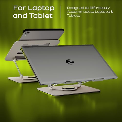 Image of ZEBRONICS NS3000 Pro 2 Laptop Stand, 360 Rotation, Up to 17-Inch Laptops & Tablets, Metal Body, Multi-Angle Adjustable, Foldable Ergonomic Design, Anti-Slip Pads, Anti-Rust Finish, 5kg Capacity