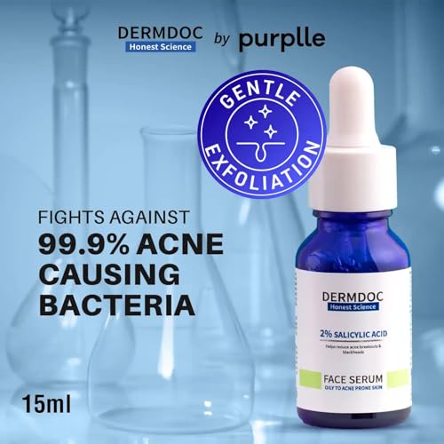 Image of DERMDOC 2% Salicylic Acid Face Serum for Oily and Acne-Prone Skin, Zero Irritation, Water-Based, 15ml