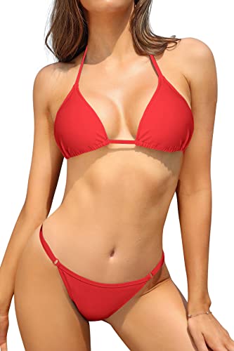 SHEKINI Damen Bikini Set Klassischer Triangel Rückenfrei Bikinioberteil...