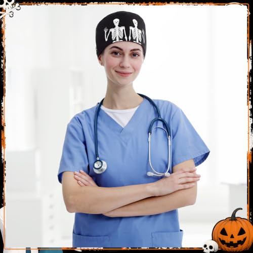 Image of Unittype 4 Pcs Nurse Caps for Women Nursing Working Caps with Button and Sweatband Adjustable Elastic Scrub Hats for Dentist