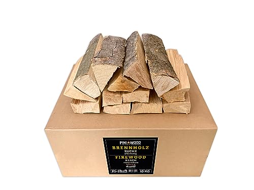 PINI Leña de haya de 10 kg, lista para horno, para chimenea, parrilla, cuenco de fuego, horno de pizza, ahumador