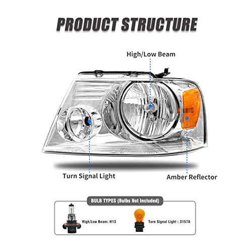 image for ADCARLIGHTS for 2004 2005 2006 2007 2008 F150 Headlight Assembly Compa