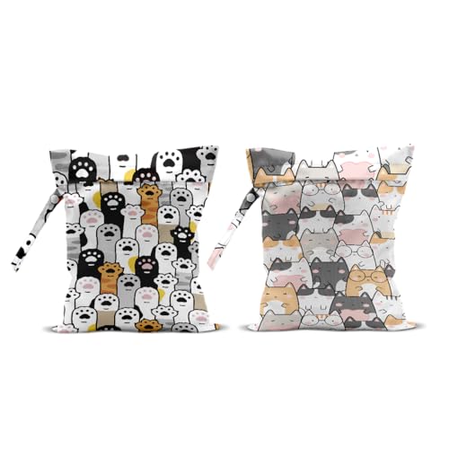 Hanamiya Na 2Pcs Cat Floral Print Wet Bags, Christmas Birthday Gifts