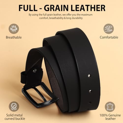 Image of HAYES LONDON Belts for Men Leather Original, Formal & Casual Leather Belt with Solid Metal Curved Buckle