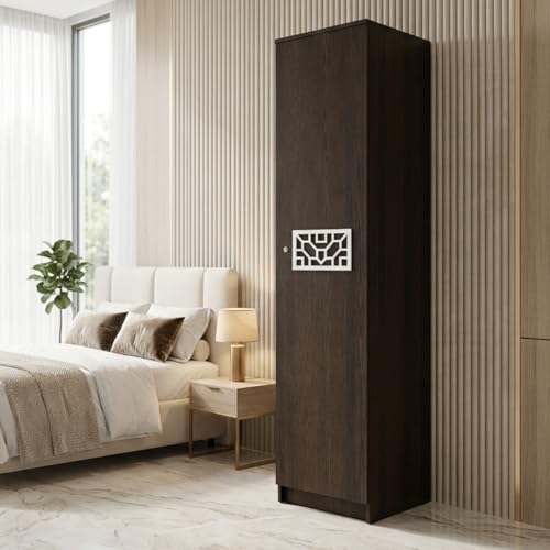 Image of Echo Multipurpose 1 Door Wardrobe /Spacious 4 Shelves with Drawer Engineered Wood 1 Door Wardrobe (Finish Color - Dark Wenge, Knock Down)