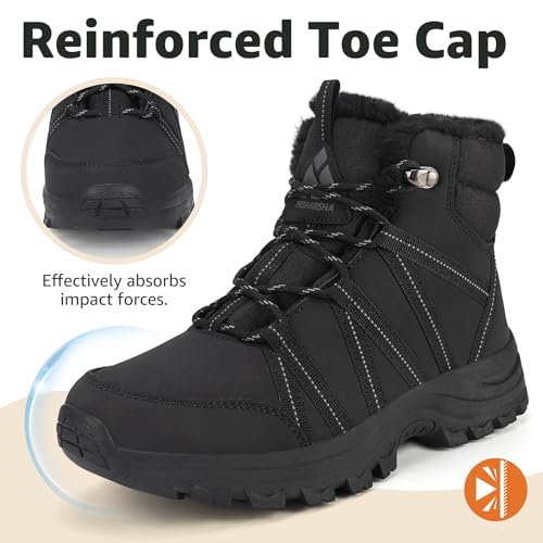 Mishansha Winterschuhe Damen Gefüttert Winterstiefel Warm Wasserdicht Wanderschuhe Rutschfeste Outdoor Schwarz 40 EU