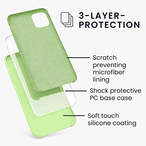 Image of VONZEE Liquid Silicone Soft Back Cover for iPhone 11 Case, Shockproof Slim Camera & Full Body Protection Non Yellowing Cover with Microfiber Lining & Logo Cut (6.1 Inch) -Matcha Green