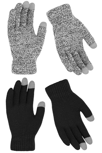 Cooraby Kids Gloves - 2 Pairs Touchscreen Winter Warm Knitted Cashmere Magic Gloves for Boys and Girls