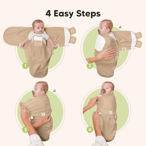 Image of Baby Swaddle Sleep Sacks with Zipper - 3-Pack Swaddles for Newborns 0-3 Months, Infant, Baby Girls, Boys, Soft & Durable Newborn Sleep Sack, Easy Diaper Change Swaddling Blanket (Ecru, OS)