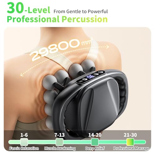 Image of Mini Massage Gun, 2026 Upgrade Portable Deep Tissue Massager with 16 Heads & 3 Modes, 30 Intensity Levels, Ultra-Quiet for Neck, Back, Legs Pain Relief, Ideal for Women, Travel, Home & Office Use