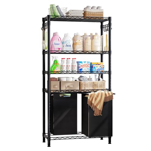 Listado de centros de lavado nuevos que Puedes Comprar On-line. 45 Isyunen Cesto para Ropa Sucia con 4 Niveles de Almacenamiento Estante,Marco Metálico Cesta para Ropa Sucia con 2 Bolsa Colada de Tela Oxford Extraíble,Organizador para...