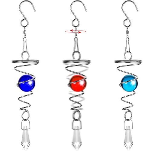 Jetec 3 Pieces Gazing Ball Spiral Tail Spiral Tail Decorative Wind Spinner for Indoor Outdoor Decoration, 7.1 Inches/ 18 cm