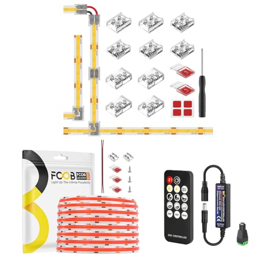 Tira LED COB Roja 16.4FT con Controlador y Conector 2 en 1 miniatura 1