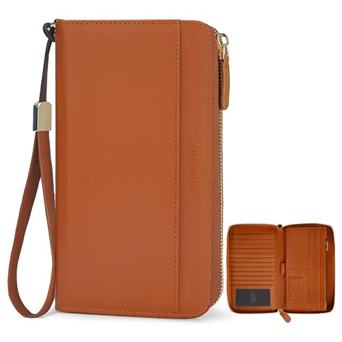 Image of Large Wallet for Women, Clutch Wallet with Passport Holder | RFID Wallet for Women, Zipper Clutch Purse, Passport Holder for Travel, Multiple Card Slots, Phone Pocket, Wristlet Strap