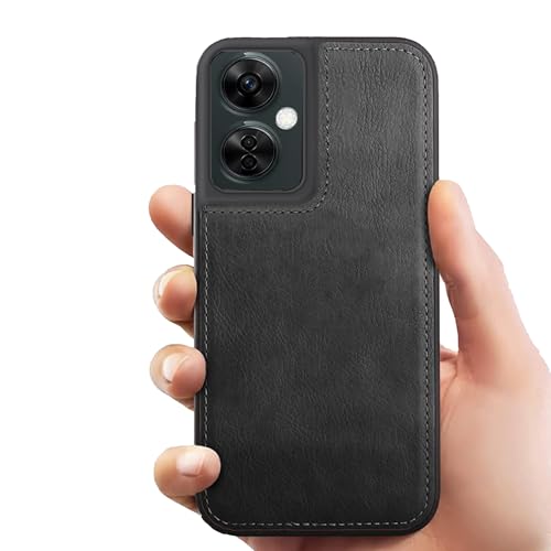 Image of Leather Case for OnePlus Nord CE 3 Lite Premium Protective Stylish Slim Cover with Shockproof Raised Edges Black