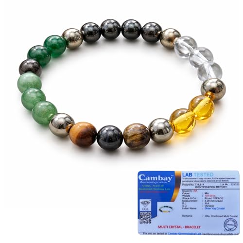 SHUBHDIVINE Dhanyog Bracelet for Men & Women | Certified Natural Crystal Beads | Elegant Bracelet for Business & Professional Style | Stretchable Fit