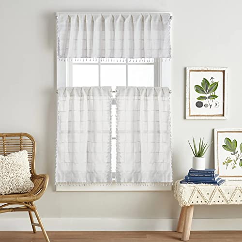 Yokii Ivory White Boho Tassel Valances For Windows Modern Farmhouse Cotton Linen Valance Kitchen Curtains Topper French Country Window Treatments Tier Curtain For Bathroom Bedroom Decors, W52 X L18 #TOP2