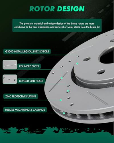 Image of SCITOO Front Brake Rotors 2x Drilled & Slotted Brakes Rotor:53051