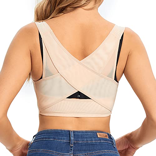 Joyshaper Geradehalter Damen Shapewear Figurformende Haltungstrainer Brust Heben BH-Top Unterbrustkorsett Rückenstütze zur Haltungskorrektur, Beige-Neu, 2XL Cover
