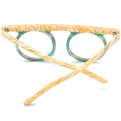 Image of HEPIDEM Multicolor Acetate Glasses Frame Women,Round Vintage Retro Optical Eyeglasses 9339