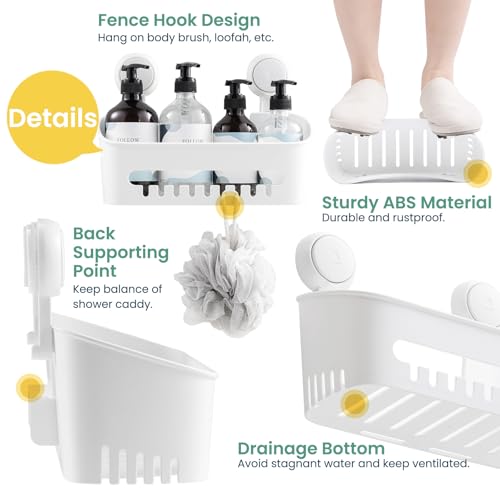 Taili Shower Caddy Suction Cup & Double Layer Soap Holder Heavy Duty Bathroom Shower Organizer thumb #4