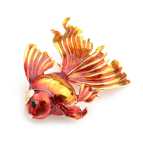 Image of Gold Fish Brooches Women Christmas Metal Fish Enamel Banquet Brooch Pins