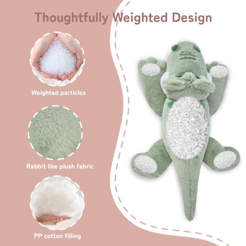 Image of Niuniu Daddy Weighted Stuffed Animal, 20 in 3.3 lb Crocodile Calming Plush | Heavy sensory lap pad, lying body pillow for sleeping, machine wash, huggable plushies, soothing gift for kids and adults