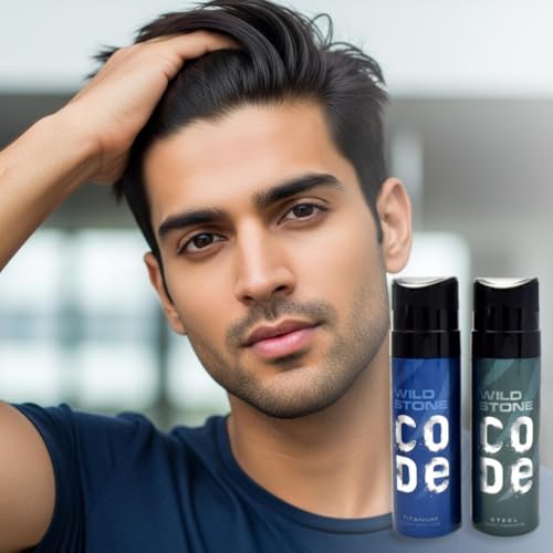 Image of WILD STONE CODE Steel & Titanium Combo For Men, Liquid Perfume, 240 Ml