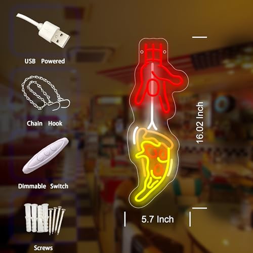 Image of Spiderman Take Pizza LED Neon Sign USB Powered for Wall Decor, Funny Neon Night Light Sign Dimmable for Restaurant Party Decor Food Lover Birthday Gifts
