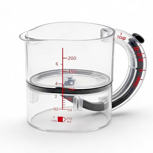Wxeadu 4 in 1 Adjustable Measuring Cup, Measuring Jugs with Metric & Imperial Measurements, Measurement Cups with Scratch Type Sealed Base for Prepping Cooking, Baking, Mixing