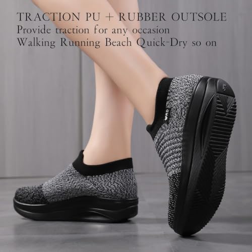 Image of Walking Shoes for Women Slip On Nurse Slip Resistant Work Sock Sneakers Food Service Platform Comfortable Weight Light