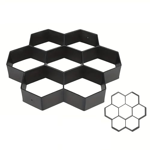 Relaxdays Stampi pavimentazione Alveare, Set 2, 30 x 30 cm, calcestruzzo e Giardino, Nero