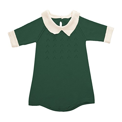 Asherangel Toddler Girls Crochet Sweater Dress Collar Cable Knit Sweater Jumper Green 3Y