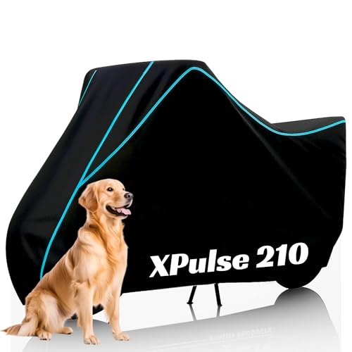 Kayme All-Weather Bike Motorcycle Scooter Scooty Cover with Water-Resistant, UV-Protective, Secure fit Design for (Black & Aqua Piping, Hiro XPulse 210)