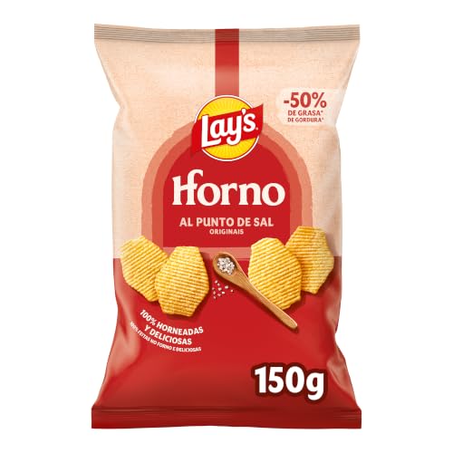 Lay's Horno Patatas Fritas, al Punto de Sal con Menos Grasa, 150 g
