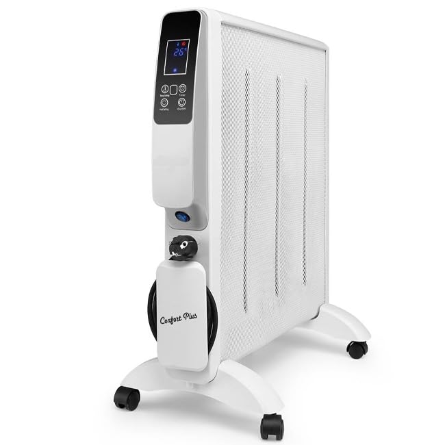 Radiador de MICA 2000 W, Temperatura de ajuste digital de 18 a 30°C, Conexión WIFI mediante APP, blanco