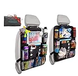Gaintston Car Backseat Organizer, 60 * 41 Cm Kick Mats Back Seat Protector with Touch Screen Tablet Holder And Tissue Holder, Car Travel Accessories, with 9 Storage Pockets 2 Pack, Black