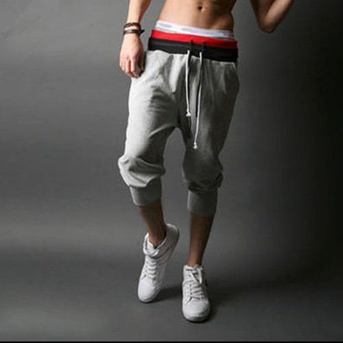 Men's Sports Gym Jogging Jogger Casual Casual Shorts Sweat Pants (S, Gray)