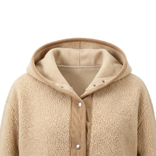 Fuzzy Fleece Jacket Women Button Down Hood Sherpa Jacket Fall Winter Coats - image 4