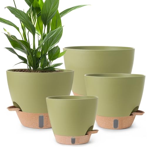 WEICHENGXING Plant Pots,12/10/9/8/ Inch Large Plastic Self Watering Flower Pots