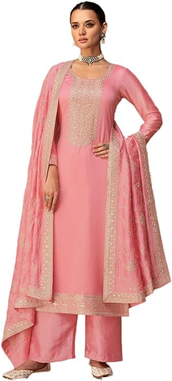 Indian Pakistani Ethnic Wear Party Wear Fashion Designer Straight Salwar Kameez Suit for Womens Ready to Wear