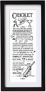 Arora The Ultimate Gift for Man Printed Word Poster-Black Wooden Framed Wall Art Picture-Cricket Mad, Multicolour, One Size