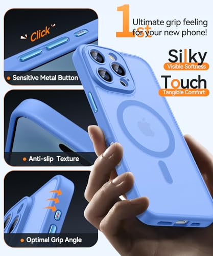 Image of CANSHN Magnetic Compatible with iPhone 16 Pro Max Case, Upgraded [Full Camera Protection] [Compatible with Magsafe] [Translucent Matte] Shockproof Protective Phone Cover 6.9 Inch - Ultramarine