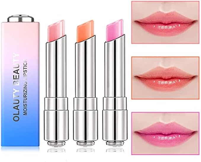 firstfly Pack of 3 Crystal Jelly Lipstick, Long Lasting Nutritious Lip Balm Lips Moisturizer Magic Temperature Color Change Lip Gloss