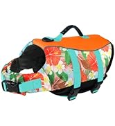 Mklhgty Hawaiian Dog Life Jacket - Adjustable Ripstop Vest with Rescue Handle for Swimming Boatin...
