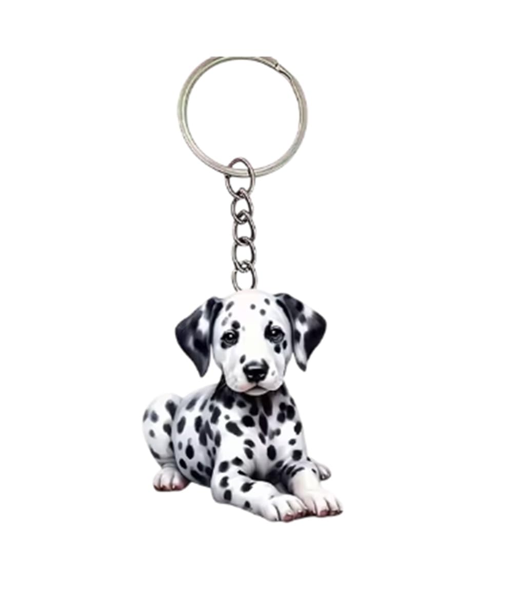 Cmj Unisex White Cmj™ Flat Acrylic Dalmatian Keyring Gift For Dog Lovers Breed Dog 2D Keychain