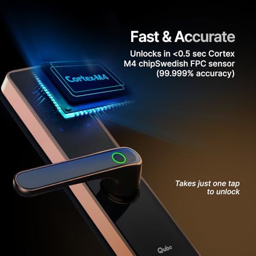 Image of QUBO Smart Door Lock Essential Copper from Hero Group | 7-Way Unlocking | Mobile App | Fingerprint | OTP Remote Unlocking | PIN | RFID Card | Mechanical Key | 2 Year Brand Warranty |