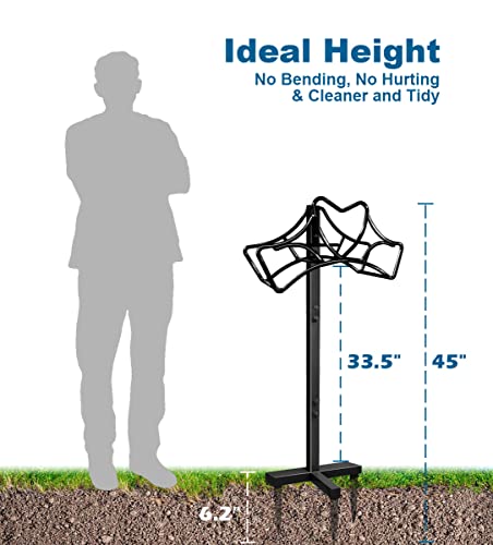 Artigarden Outdoor Garden Freestanding Hose Holder Stand, Heavy Duty Metal Water Pipe Storage Rack Stake for Backyard, Black - Thumbnail 5