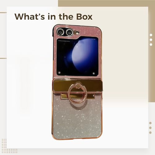 Coque Galaxy Z Flip 6 rose pailleté en PC et PU avec protection de charnière