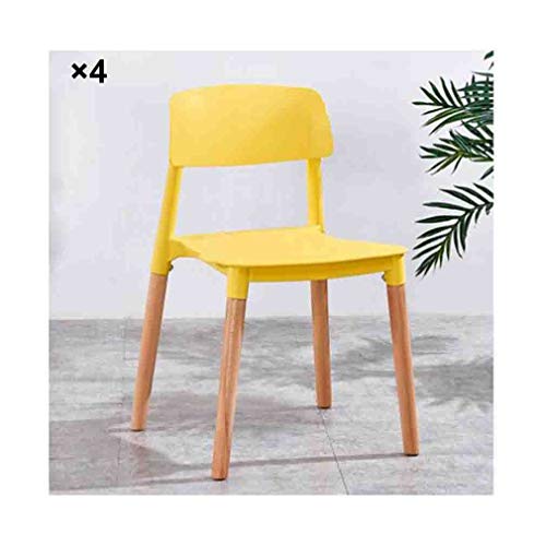 Liuhuan Chairs Plastic Dining Chair Stackable Backrest,Office/Home/Garden/Party/Reception/Living Room,Pack Of 4 (Color : Yellow)